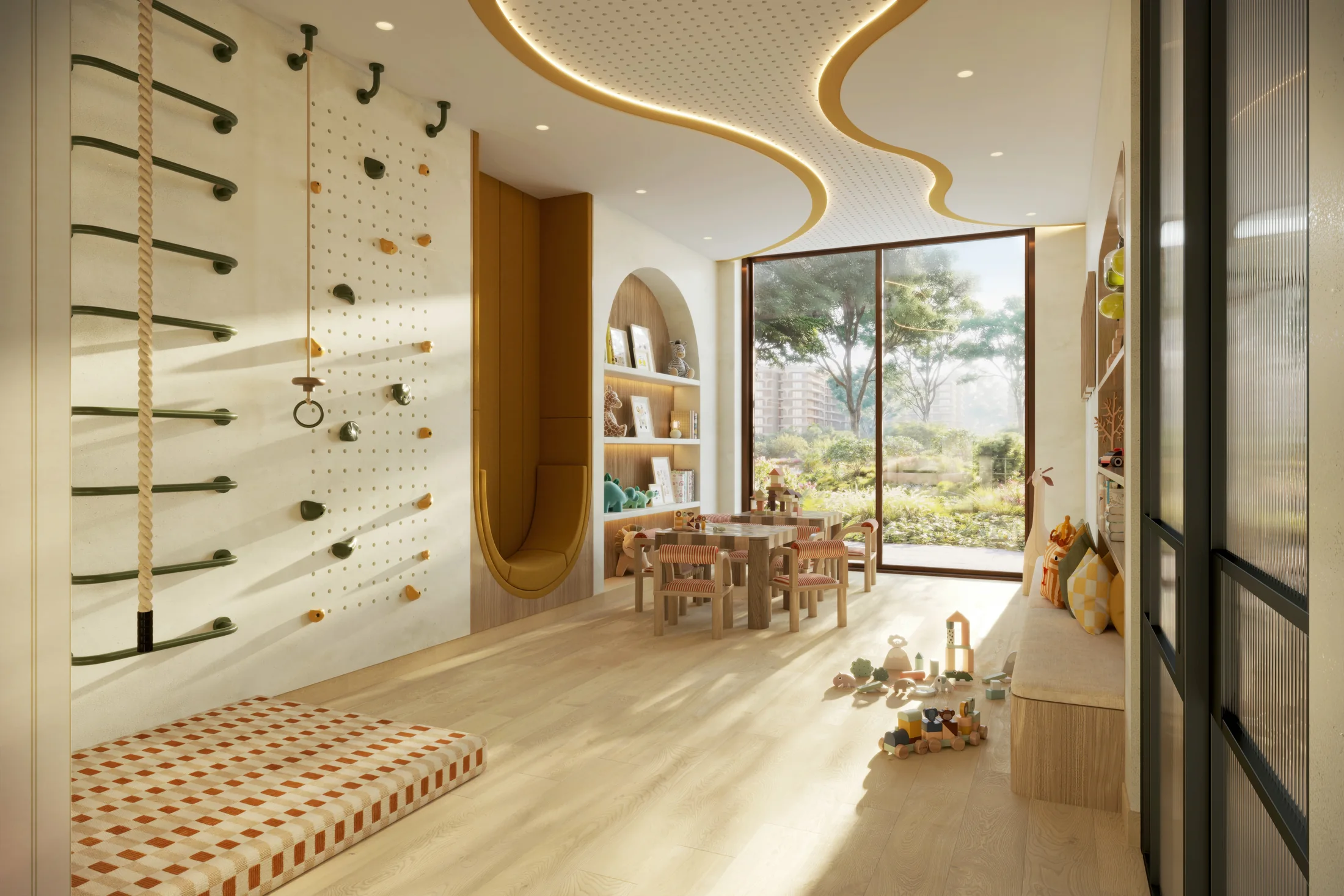 Architectural rendering of the planned indoor children's studio at The Canopies at Yas Point